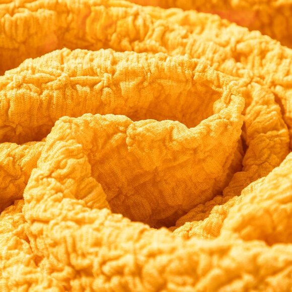 Yellow Crinkled U Neck Tank Top and Wide Leg Pants Set - Picture 14 of 15